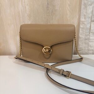 Michael Kors Beige Crossbody Bag with Gold Accents